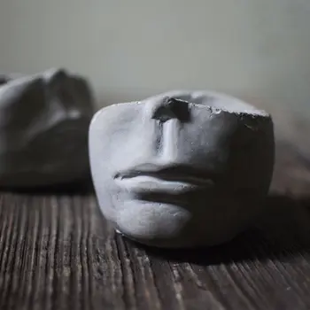 

Funny character face modeling concrete ashtray Mini rough craft concrete tabletop flower pot