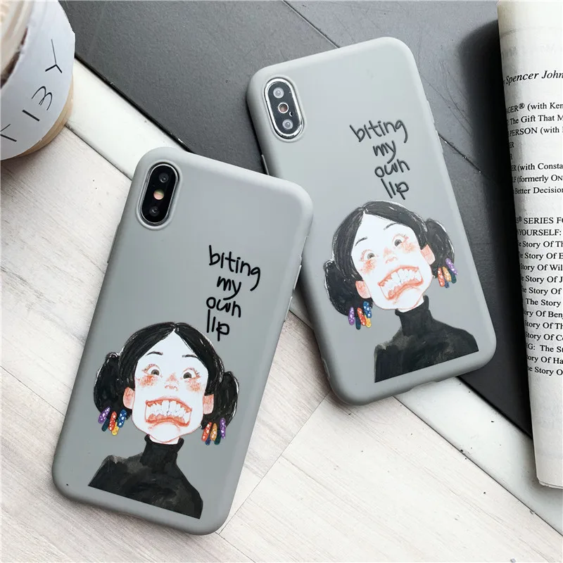 

FD Cute Cartoon Funny Girl Soft TPU Phone Case X XS Max XR Case Cover Phone 7 8 6 6s Plus Case Phone 8 Plus Fashion Phone Case