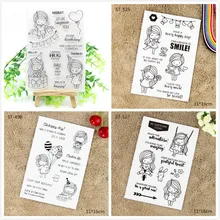 YPP CRAFT Lovely Girl Transparent Clear Silicone Stamps for DIY Scrapbooking/Card Making/Kids Christmas Fun Decoration Supply