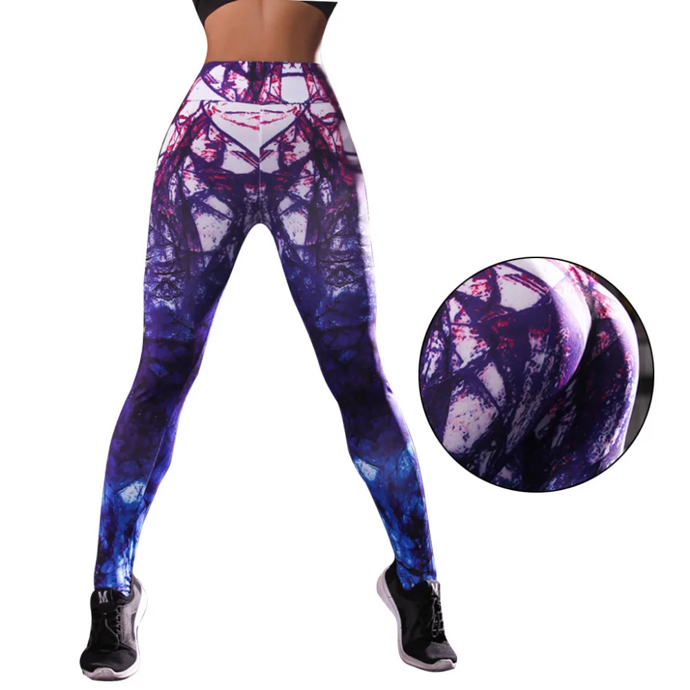 2019 yoga pants  women's Sports Yoga Print Pants Women's Tights Running Sports Fitness Pants Fashionable and sexy pants 40MA8 (7) - 