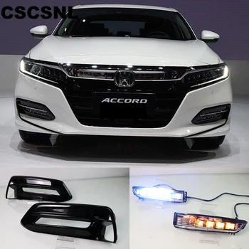 

CSCSNL 2Pcs LED DRL Daytime Running Light fog lamp Driving lights With Yellow Turn Signal Lamp For Honda Accord 10th 2018 2019