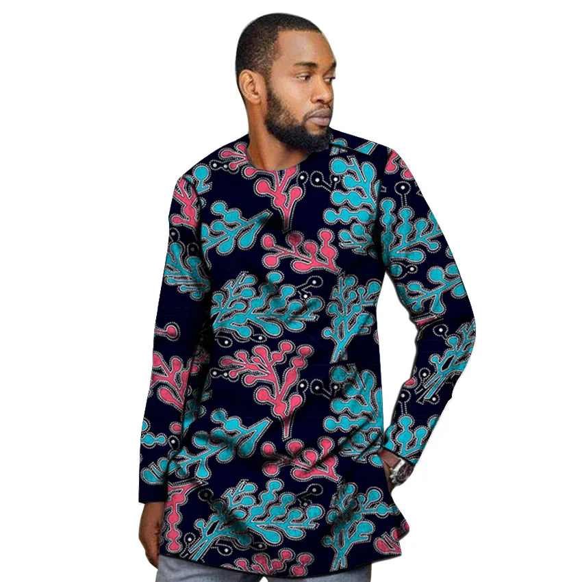 Африканские наряды Мужская рубашка на заказ Анкара o-образным вырезом Дашики печати жениха топы Мужские Формальные Африка одежда