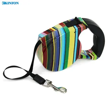 

100Pcs/Lot Good Automatic Telescopic Pet Traction Rope Pet Traction Belt Telescopic Colorful Stripes 4.5m Hot