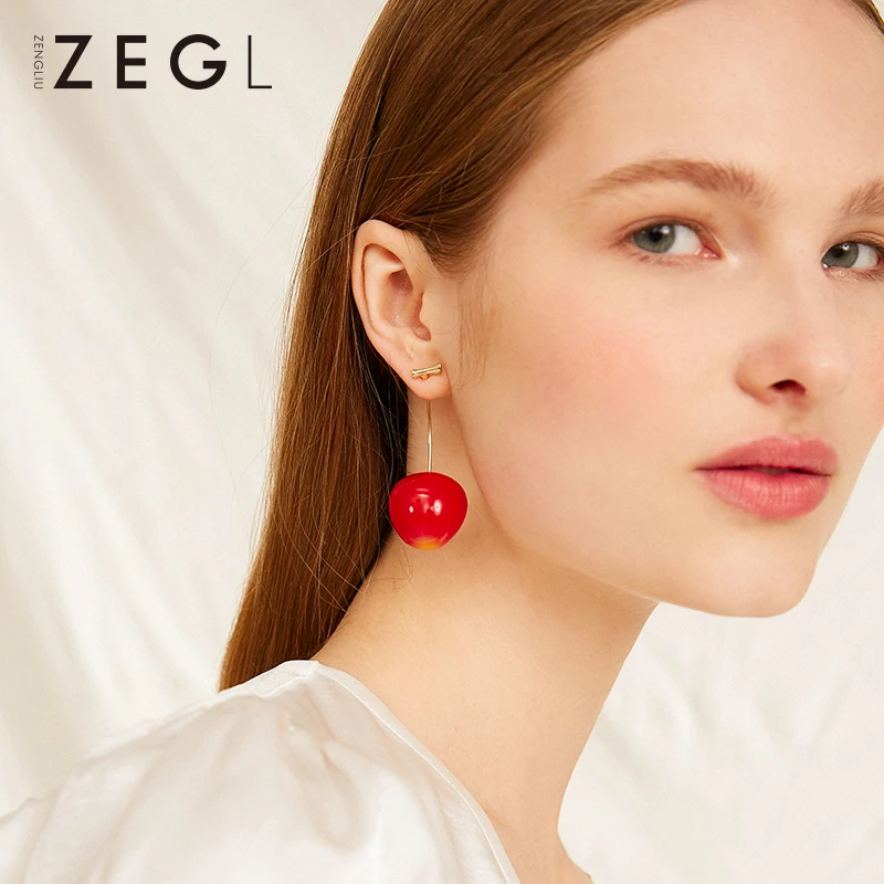 ZEGL красные серьги-Вишенки для женщин темперамент для празднования новых сережек