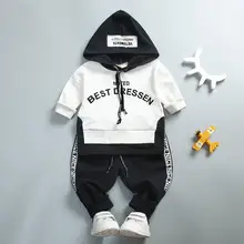 Новая детская одежда, осенний комплект одежды с длинными рукавами для маленьких мальчиков, футболка+ штаны, 2 предмета, одежда для маленьких мальчиков 0-3 лет