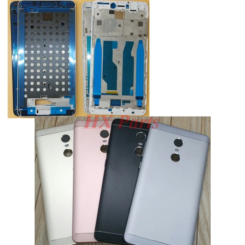 ЖК передняя рамка средний корпус+ задняя крышка батареи для Xiaomi Redmi Note 4/4X, Snapdragon/MTK полный корпус+ боковые кнопки