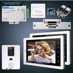 Homssecur 7 "проводной Hands-free видео и аудио Домашний домофон с белой камерой + ночное видение + замок Strike