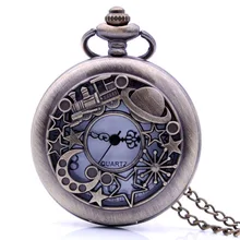 Антикварные Vintgae космическая Планета Звезда Луна кварцевые карманные часы аналоговая Длинная цепочка с кулоном цепи мужские женские relogio de bolso Box