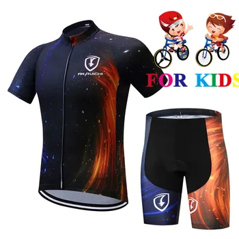 

2019 New Breathable Quick Dry Kids Cycling Jersey Set Short Sleeve Triathlon Clothing Children Bike Clothing Boys Bicycle Wear