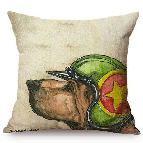 Nordic Comic Funny Dog Pilot Motorcycle Driver Home Decoration Throw Pillows Cases Humorous Dog Cosplay Roles Sofa Cushion Cover M083-4