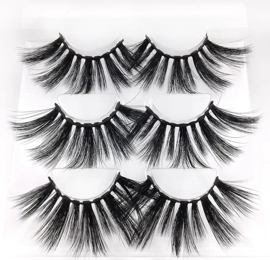 NEW 3 Pairs 3D Mink Hair False Eyelashes Criss-cross Wispy Cross Fluffy 25mm Lashes Extension Handmade Eye Makeup Tools - Цвет: 18