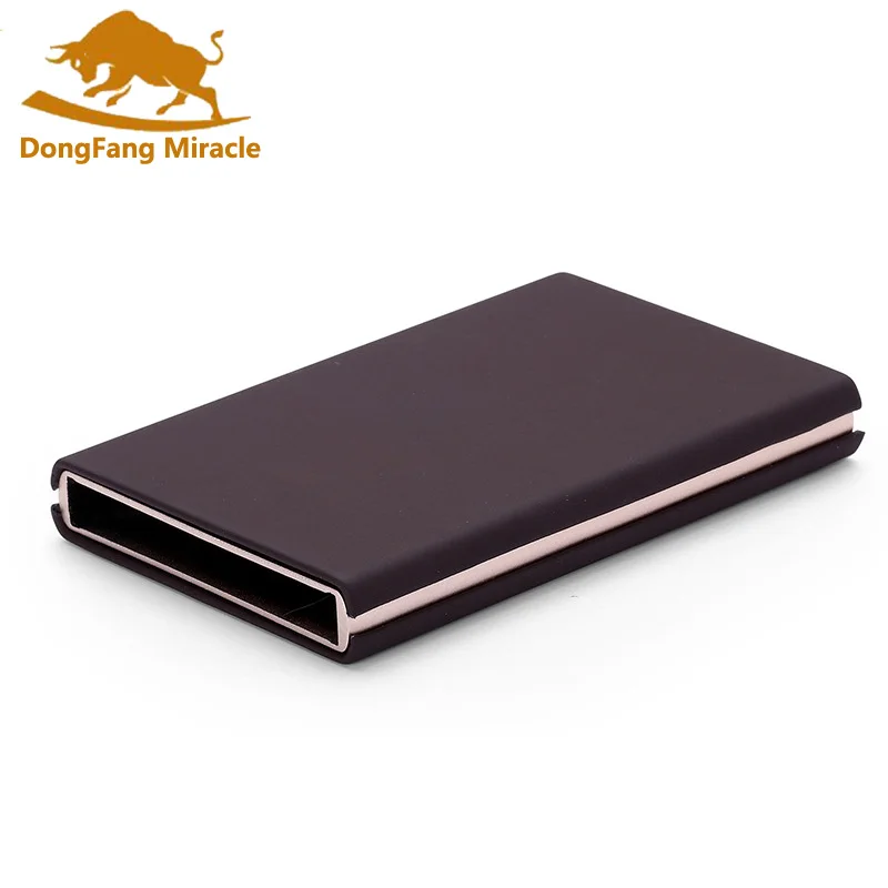 

Brand Card Wallet Aluminium Alloy Leather Credit Card Holder Business Anti-static Anti-magnetic Pocket Bank Card Case