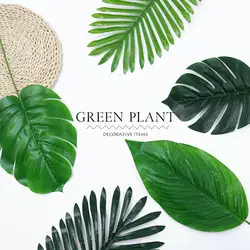 6 шт./компл. искусственный Пластик зеленые листья искусственные листья пальмовых листьев зелень для цветочный Цветочная композиция