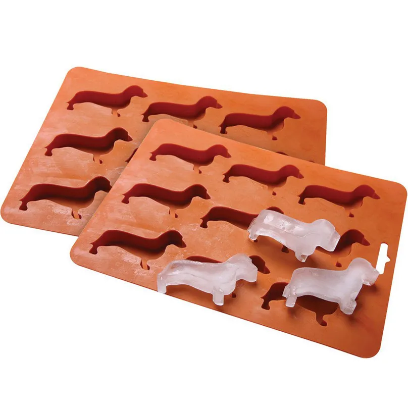 2019 new Dachshund Ice Cube Tray Silicone Dog Shape Mold Candy Making Gelatin Setting Set of Two Ice Cream Tools #4M02 (1)