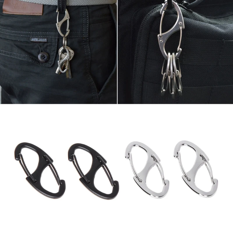 

2pcs 8 Shape Carabiner Mini EDC Keychain Portable Outdoor Hook Hang Buckle Clasp