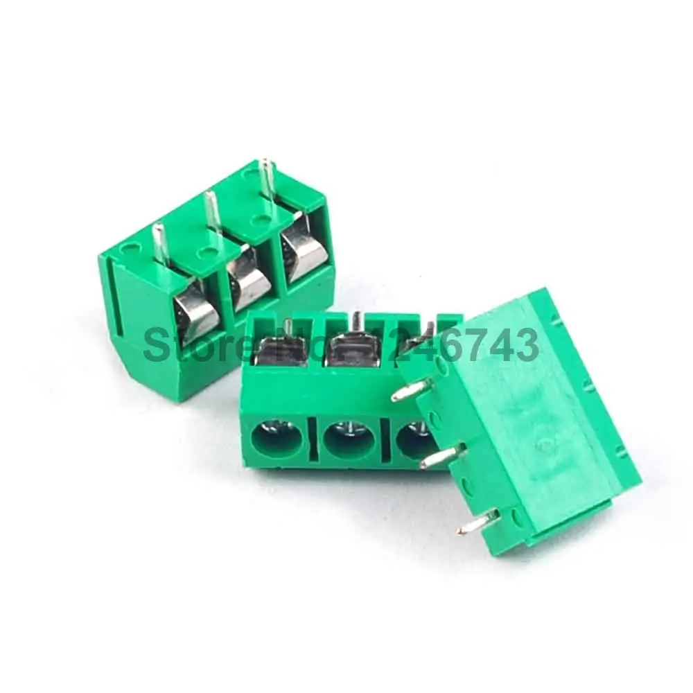 20PCS 3 Pin 5mm Pitch PCB Mount Screw Terminal Block AC 250V 8A