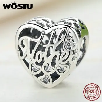

100% 925 Sterling Silver MOTHER & SON Bond Heart Charms Fit Original WST Charm Bracelet Authentic Jewelry Accessories FLC083