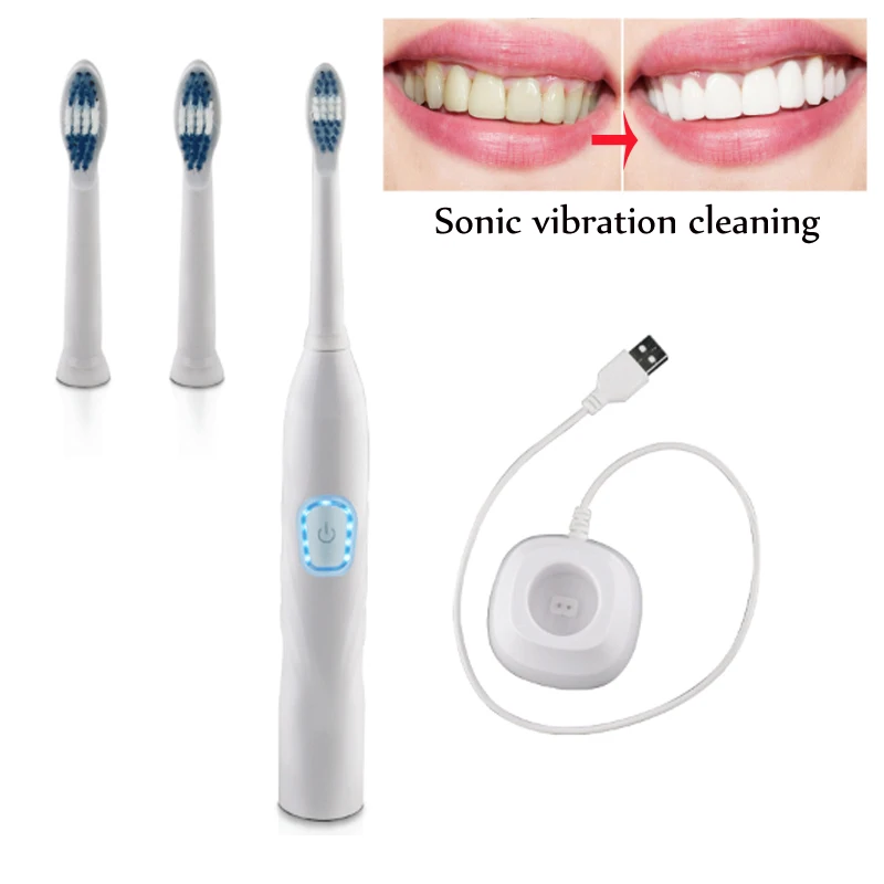 Escova de Dentes Adulto à Prova Escovas de Dentes com 3pcs Nova Ultra Sonic Elétrica Vibração Sonora Dusb Água Carga Usb Cabeças Substituição 3 Escovas de dentes