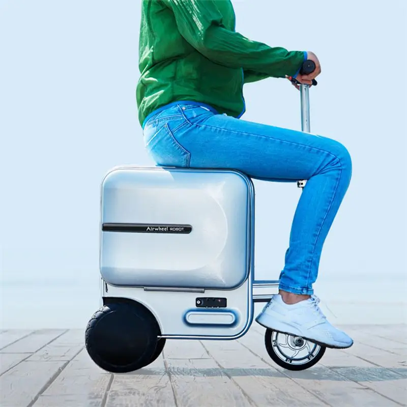 

New Designe 29.3L Travel Carry Business Electric Scooter Luggage Aluminum Suitcase With Wheels Skateboard Rolling Trolley Case