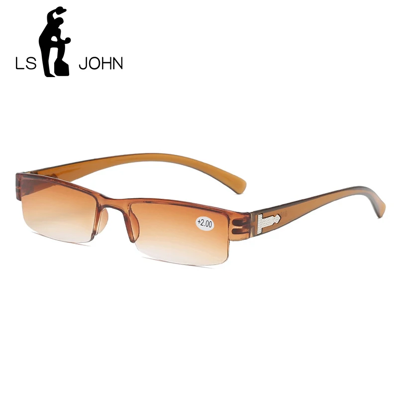 LS JOHN Korean Fashion Reading Glasses Men Women Clear Lens Half Frame Presbyopic Eyewear 1.0 1.5 2.0 2.5 3.0 3.5 4.0 for Reader