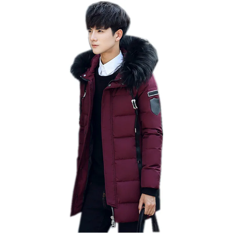 Luxury Raccoon Fur Collar Hooded Mens Winter Jackets And