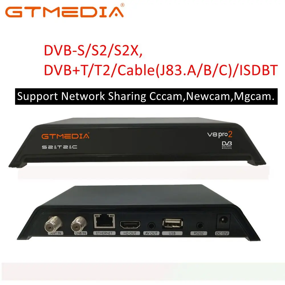 

GTmedia V8 Pro 2 Receptor DVB-S2 DVB-C DVB-T2 Built-in WiFi H.265 Support IPTV PowerVu DRE &Biss key Satellite TV Receiver 1080P