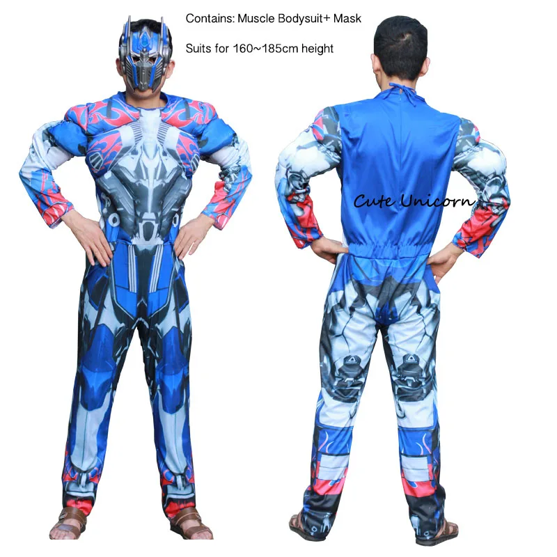 Супергерой Капитан Америка Бэтмен Железный человек взрослые мышцы комбинезоны маска Мстители Тор Халк человек паук комбинезоны мужские Косплей Костюм - Цвет: Optimus Prime