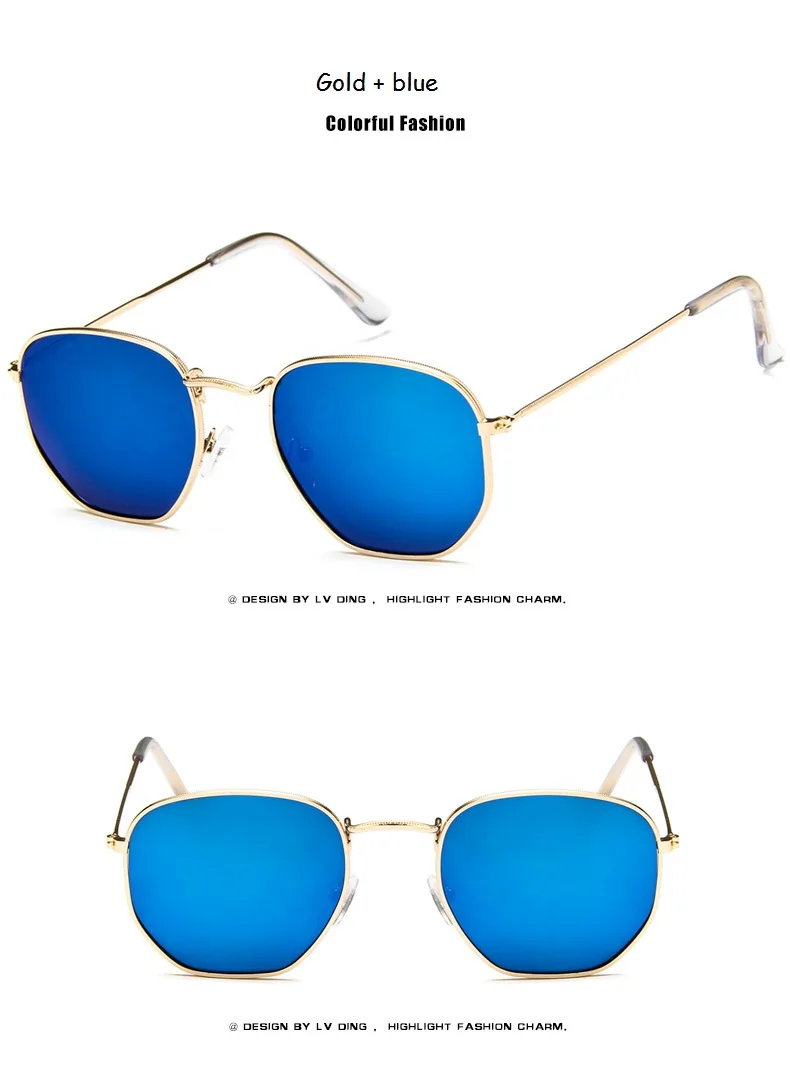 Женские шестигранные дешевые солнцезащитные очки металлические женские брендовые Дизайнерские Модные прозрачные линзы без оправы Солнцезащитные очки UV400