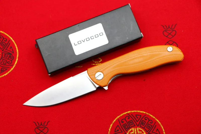 LOVOCOO F3 D2 лезвие G10 Ручка Флиппер Складной нож Открытый Отдых Охота карманные фруктовые ножи выживания EDC инструменты подшипник - Цвет: new  Orange