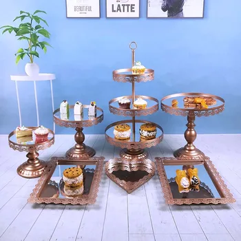 

1-7PCS/ Set Mirror cake stand Metal cupcake stand Grand design baking love wedding party dessert table decoration