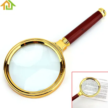 

6X 80mm Plastic Handle Metal Frame Magnifying Glass Loupe Handheld Magnifier for Reading Jewelry