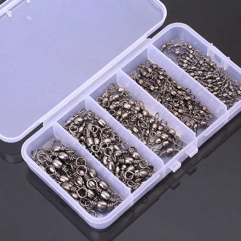 200PCS FISHING SWIVELS BRASS BARREL BLACK COLOR 2#/4#/6#/8#/12# Strong