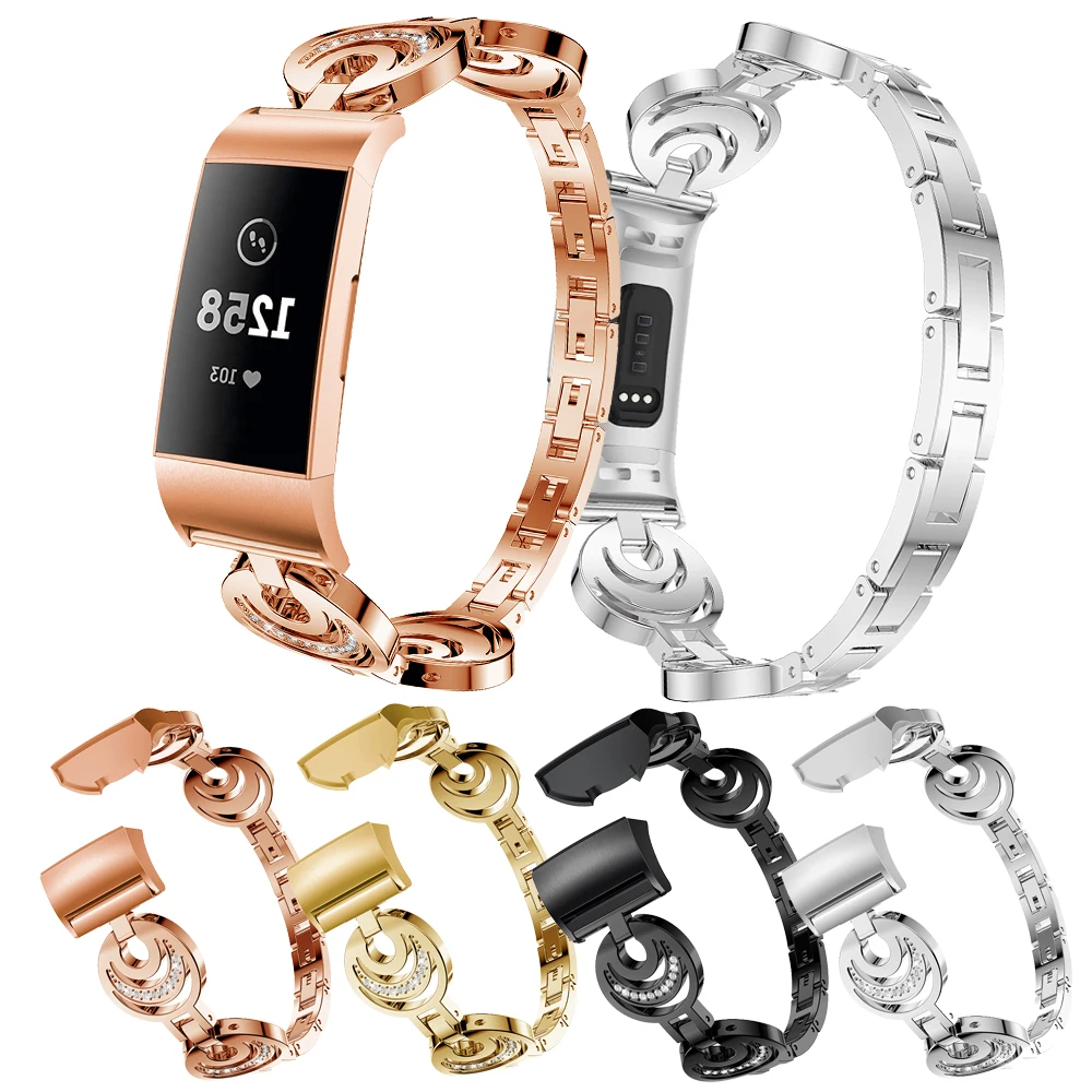 Ремешок для часов Fitbit Charge3 ремешки замена металлический ремешок на руку из нержавеющей стали со стразами браслет для Fitbit Charge 3