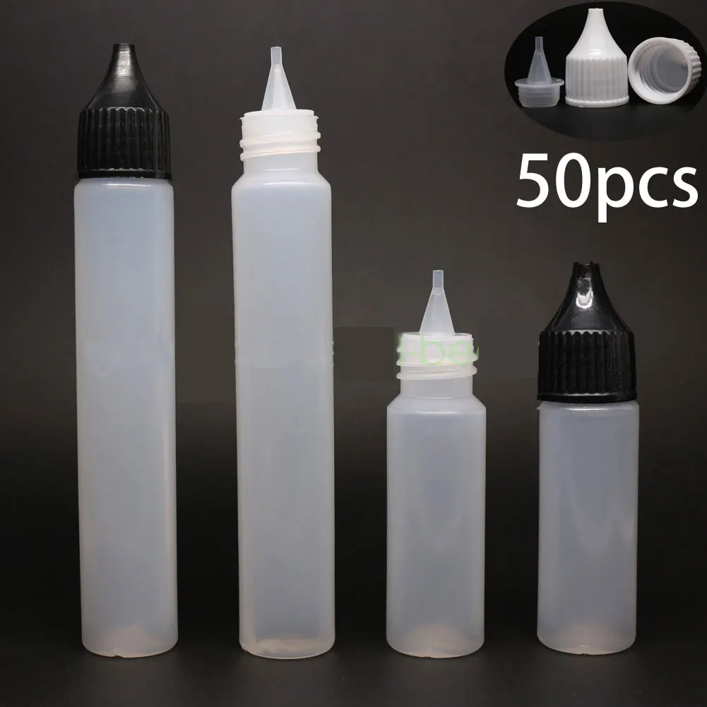 

50pcs x 15ml 30ml Empty LDPE Dropper Bottles E Liquid Juice Vape Drippers Tips Squeeze Filling Wide Mouth Refillable Containers