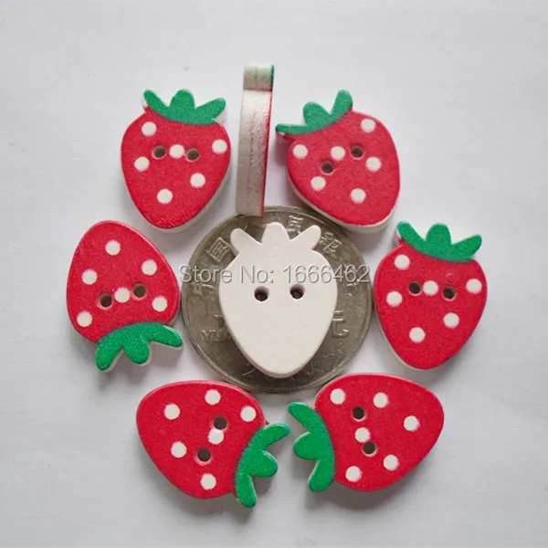 

Wood Sewing Button Scrapbooking Strawberry Two Holes 20mm,100PCs 2015 new