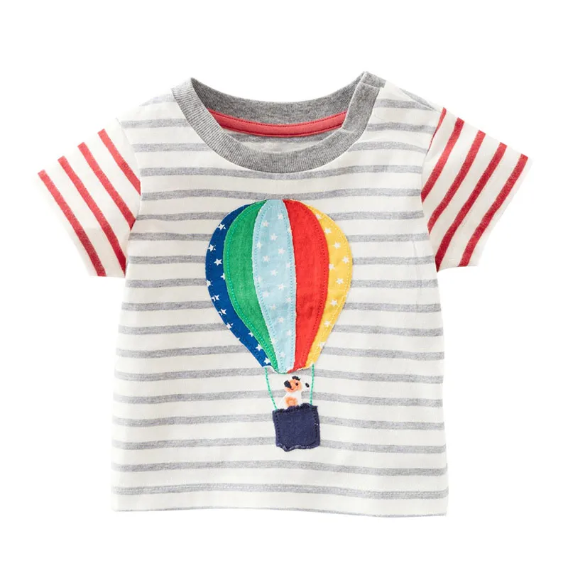 Детские хлопковые футболки детские футболки с принтом "Супермен", футболка в полоску, топы для маленьких мальчиков футболки для девочек детская одежда летние G16 - Цвет: E