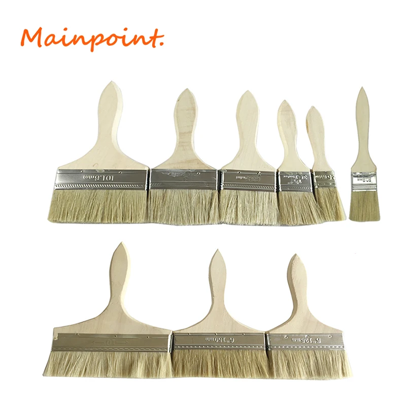 9Pcs Bristle Hair Wall Paint Brushes Wooden Handle Oil Drawing Sweep