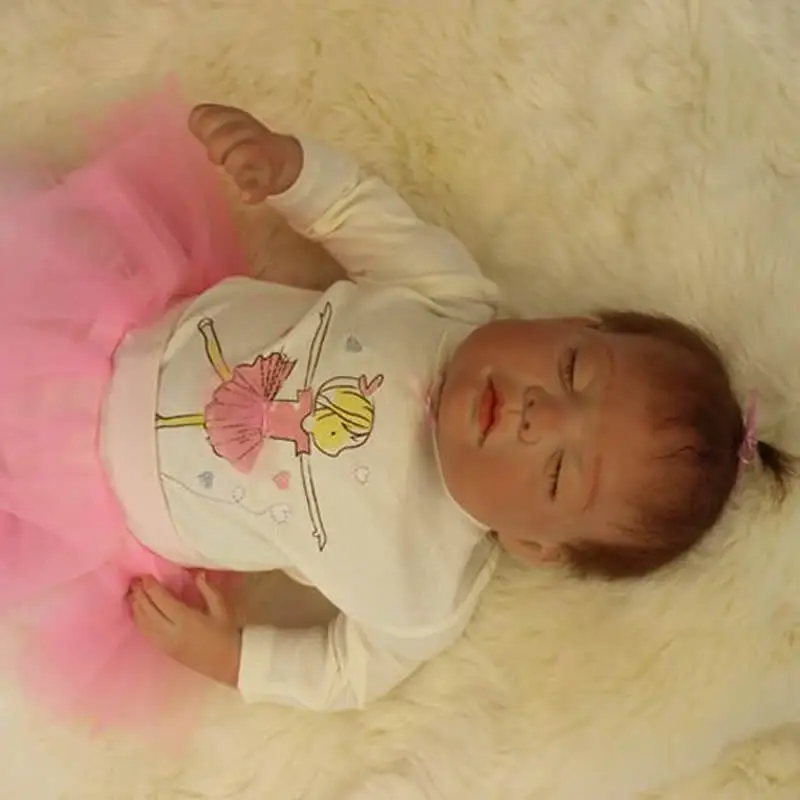

Lovely 20 Inch Reborn Dolls Sleeping Princess Girl Babies Lifelike Silicone Baby Toy With Rooted Mohair Kids Birthday Xmas Gift