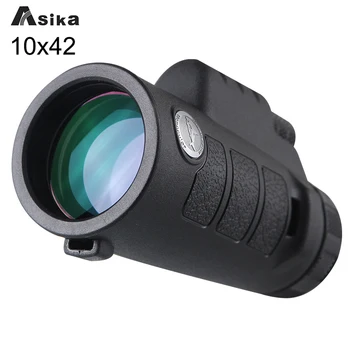 

Asika Green/Black Telescope Monocular 10x42 With Bak4 Prism Waterproof Monoculars Outdoors for Camping Hunting Goods