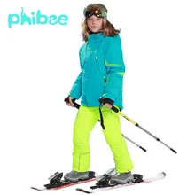 Phibee/лыжный костюм; одежда для маленьких девочек; теплые водонепроницаемые ветрозащитные комплекты для сноуборда; зимняя куртка; детская одежда; одежда для детей