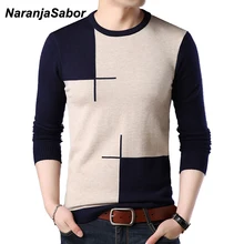 NaranjaSabor мужской свитер осень зима мужской модный Повседневный тонкий шерстяной пуловер с v-образным вырезом рубашка брендовая одежда N536