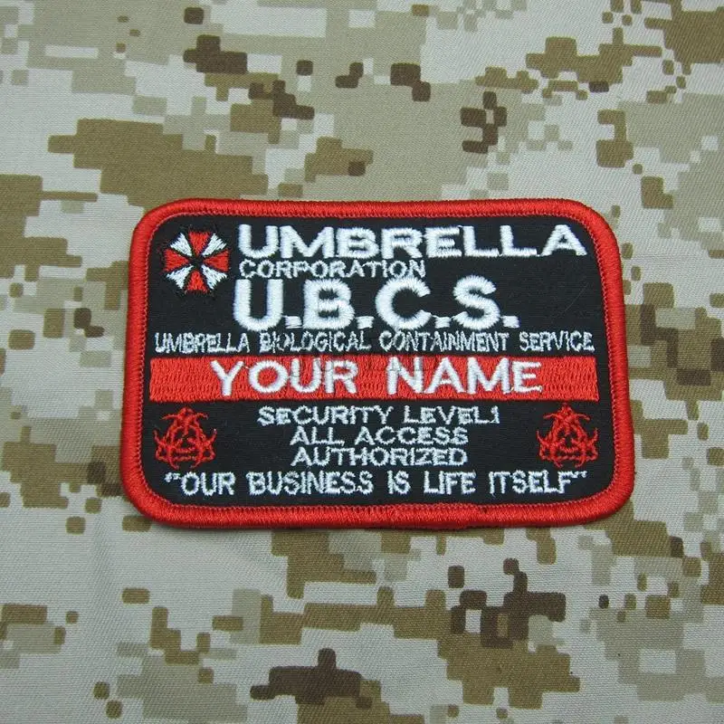 

New style double biochemical threats logo Custom name tapes Resident Evil Umbrella Corporation Badges patch B3490