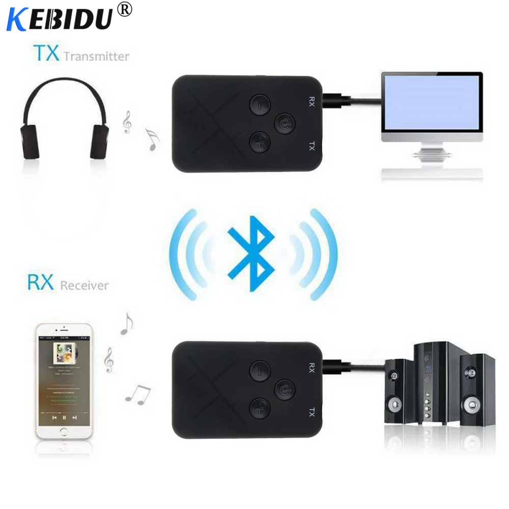 kebidu Wireless Bluetooth 4.2 Transmitter Receiver 2 in 1 Adapter for TV Car Speaker Headphone