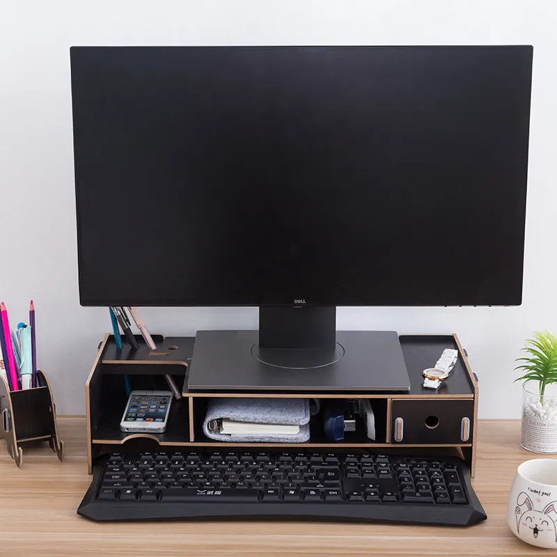 Ceny Wielofunkcyjna podstawa monitora komputer laptop wsparcie drewniana rączka montaż stojak z szuflada instalacja klasztor
