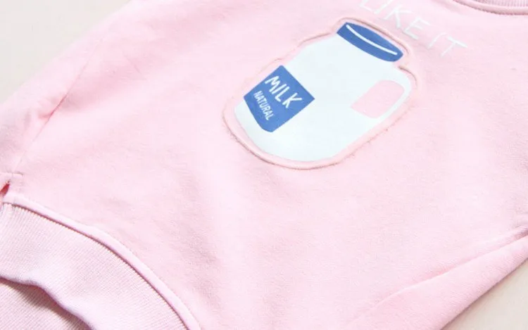 AD/теплый флисовый свитер для маленьких девочек, утепленные базовые топы для девочек с изображением бутылки молока, осенне-зимняя детская одежда, верхняя одежда