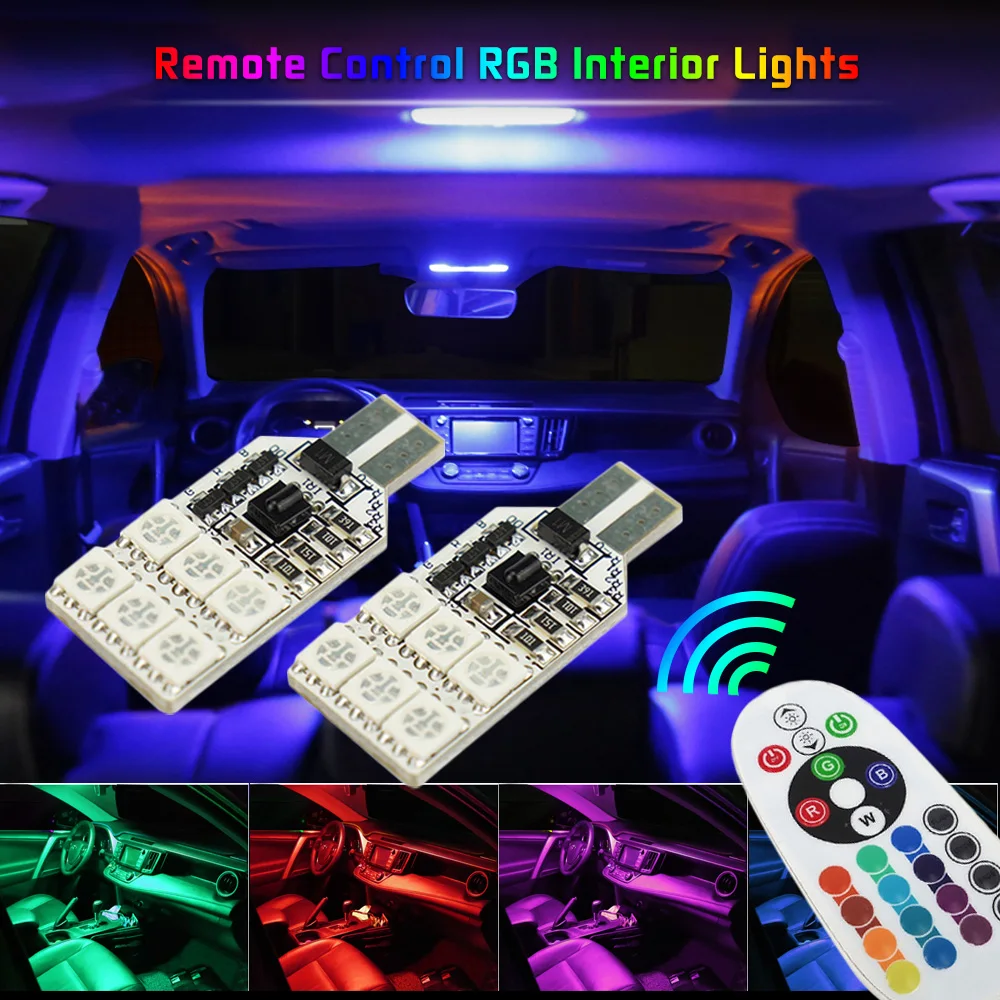 Светодиодная лампа T10 для салона автомобиля Mitsubishi Lancer 10 9 ASX Pajero Sport L200 2 шт. RGB W5W Mazda 3