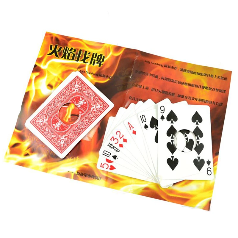 

Fire Card Set Magic Tricks Fire Find Card Original Bicycle Card Flame Coins Magic Props Illusions Stage Magic Mental Mentalism