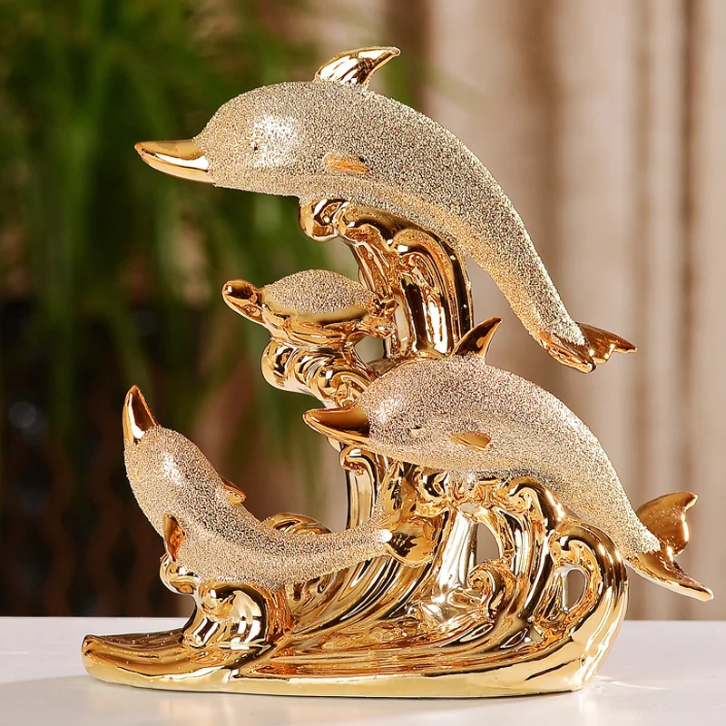 Модные предметы интерьера Gold Dolphin керамическое ремесло креативная позолоченная