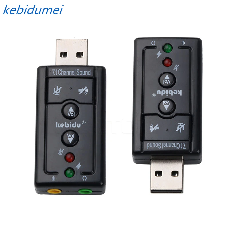 

kebidu External USB VIRTUAL 7.1 Channel 3D Speaker Audio Microphone Sound Card Mic Adapter 3.5mm Jack Stereo Headset Converter