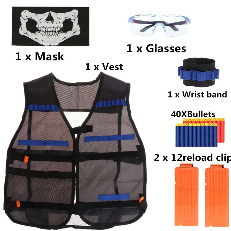 

Super Cost-effective White Mask Kit Toy Gun Glasses Shuttle Bullet Clip For Nerf Mega Water Gun Accessories Adults Boys